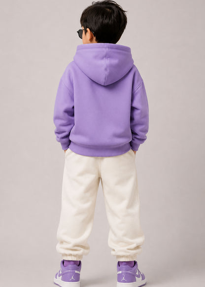 J&JP Boys Violet Printed Full Sleeve Hoodie