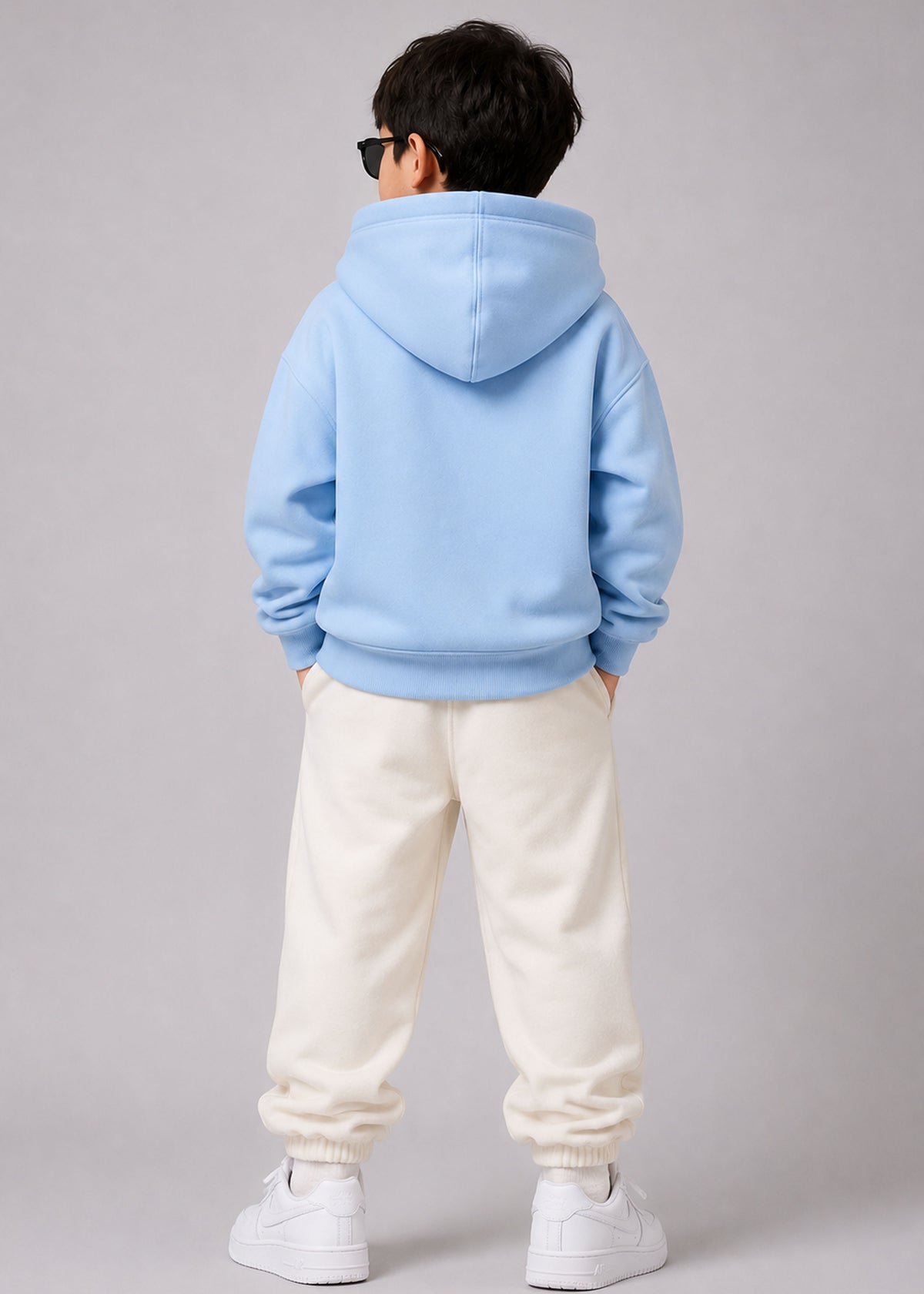 J&JP Boys Blue Printed Full Sleeve Hoodie