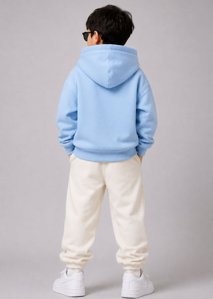 J&JP Boys Blue Printed Full Sleeve Hoodie