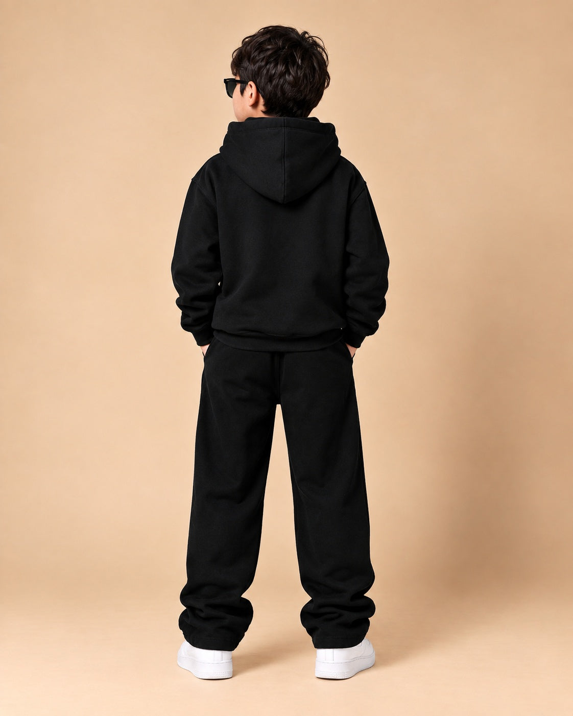 J&JP Boys Black Zipper Hoodie and Track Pant Set