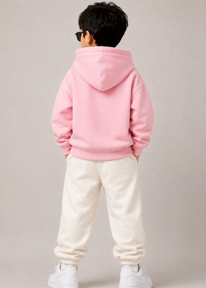 J&JP Boys Pink Printed Full Sleeve Hoodie