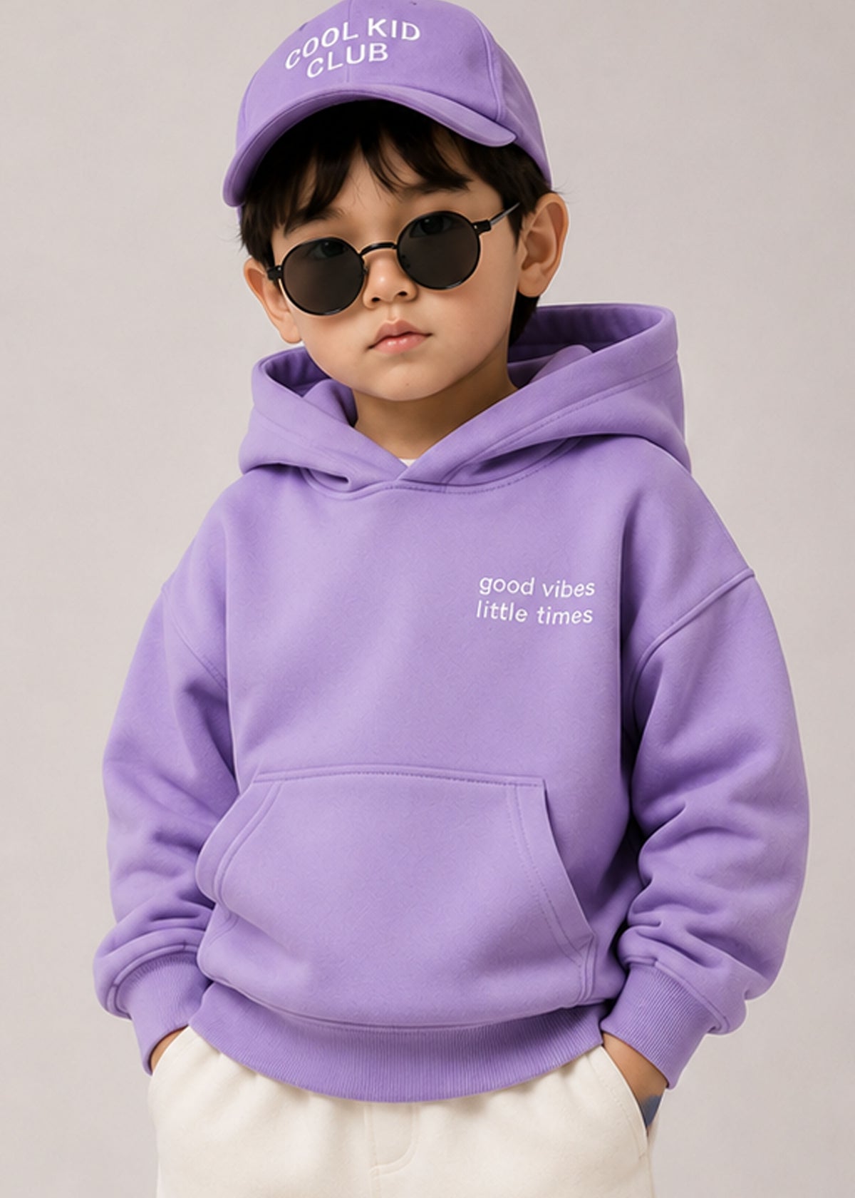J&JP Boys Violet Printed Full Sleeve Hoodie