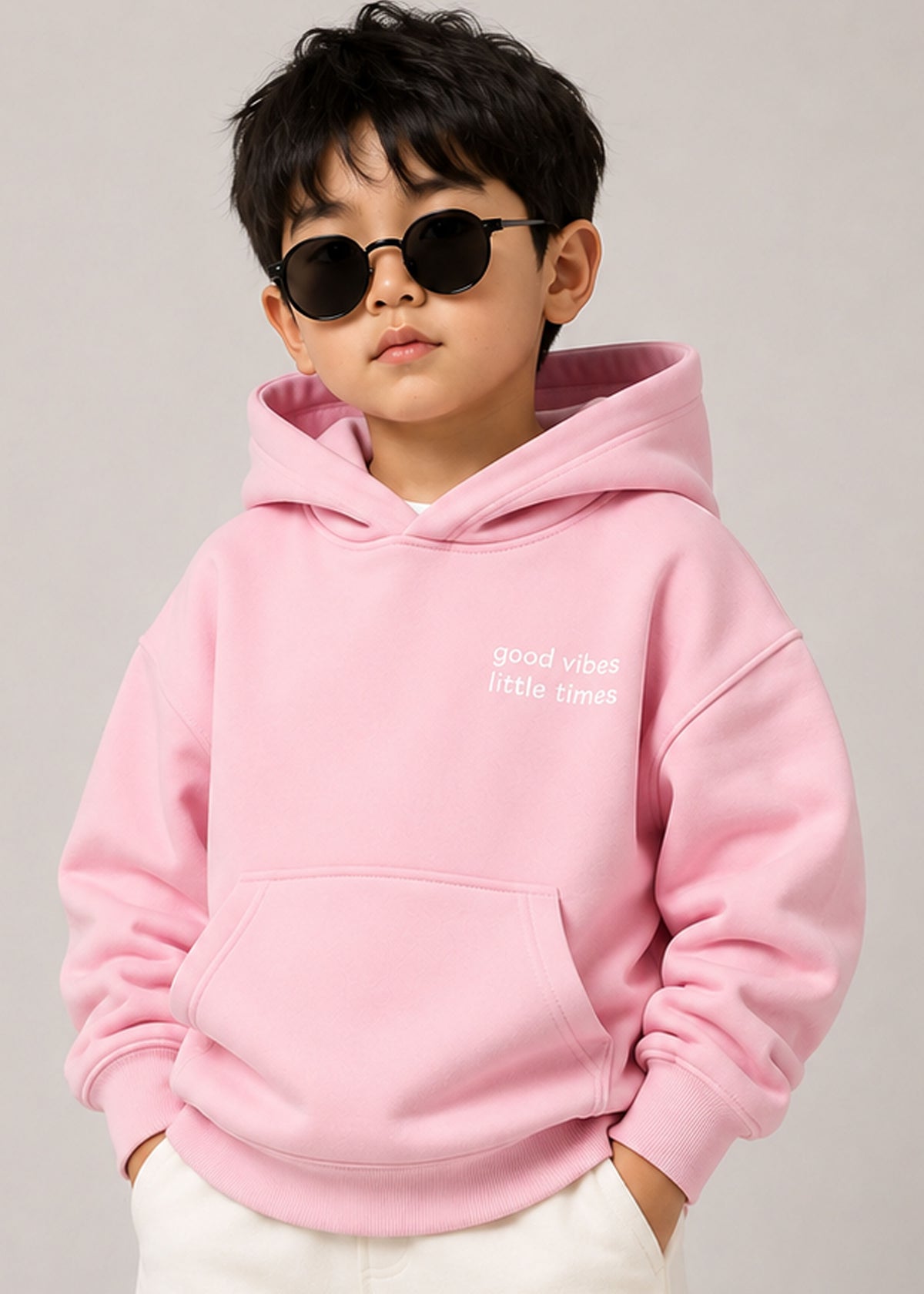 J&JP Boys Pink Printed Full Sleeve Hoodie