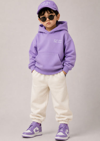J&JP Boys Violet Printed Full Sleeve Hoodie