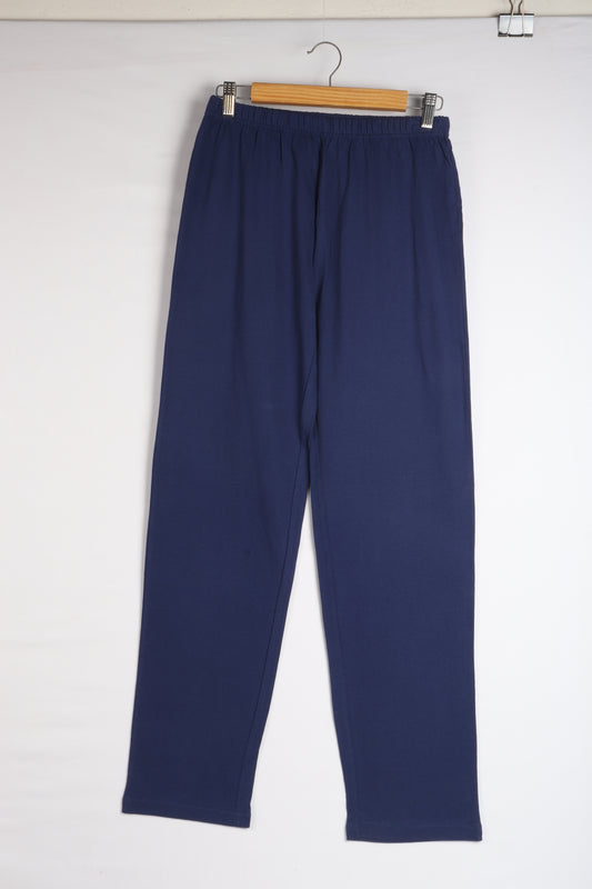 Womens Blue Interlock Knit Solid Pant