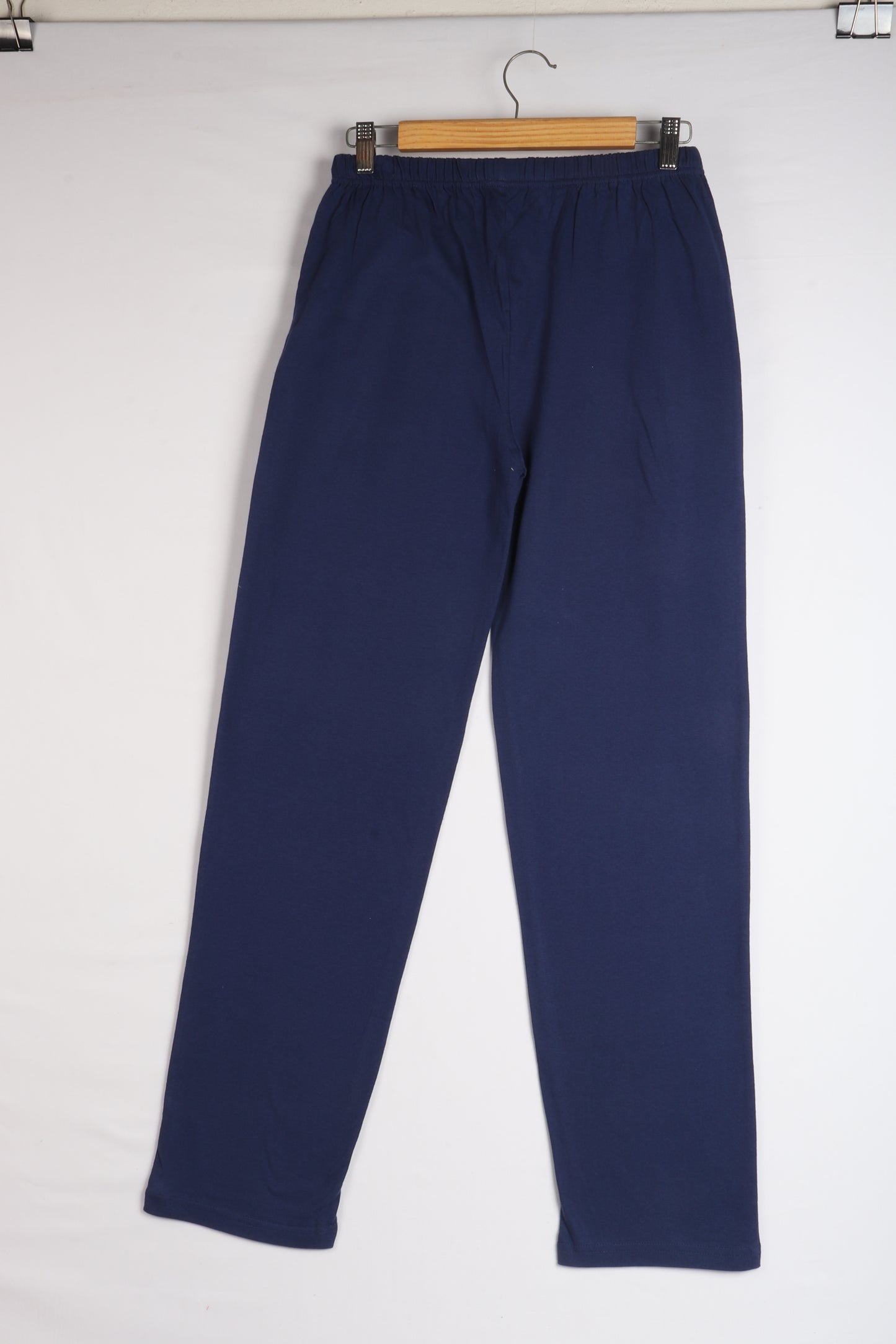 Womens Blue Interlock Knit Solid Pant