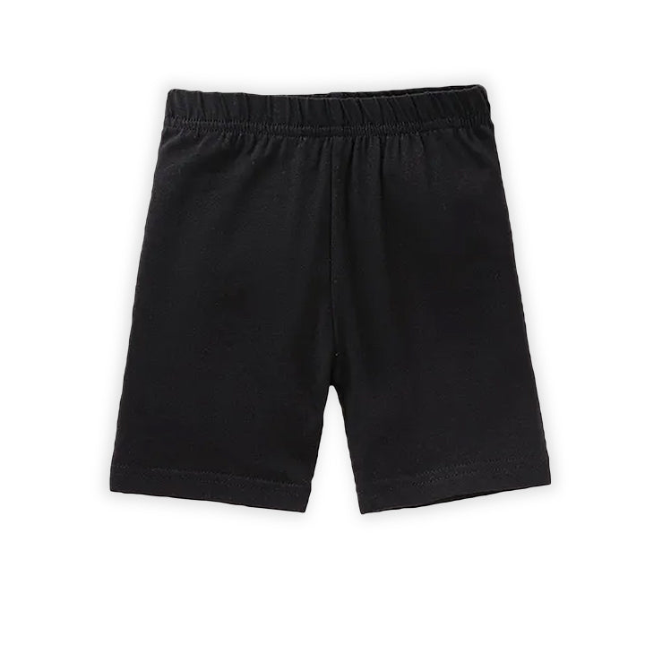 Kids Black Solid Cotton Shorts