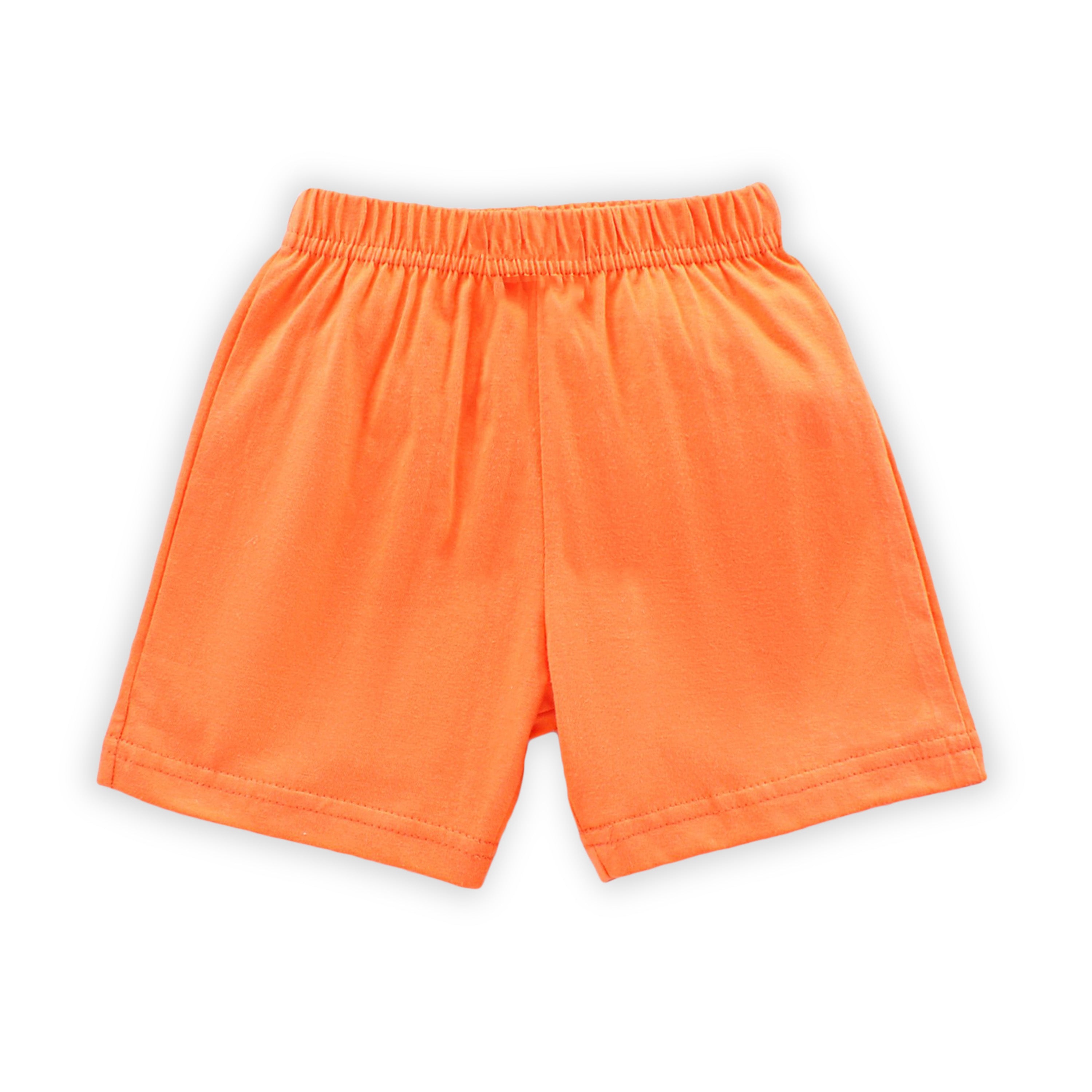 Kids Orange Solid Cotton Shorts