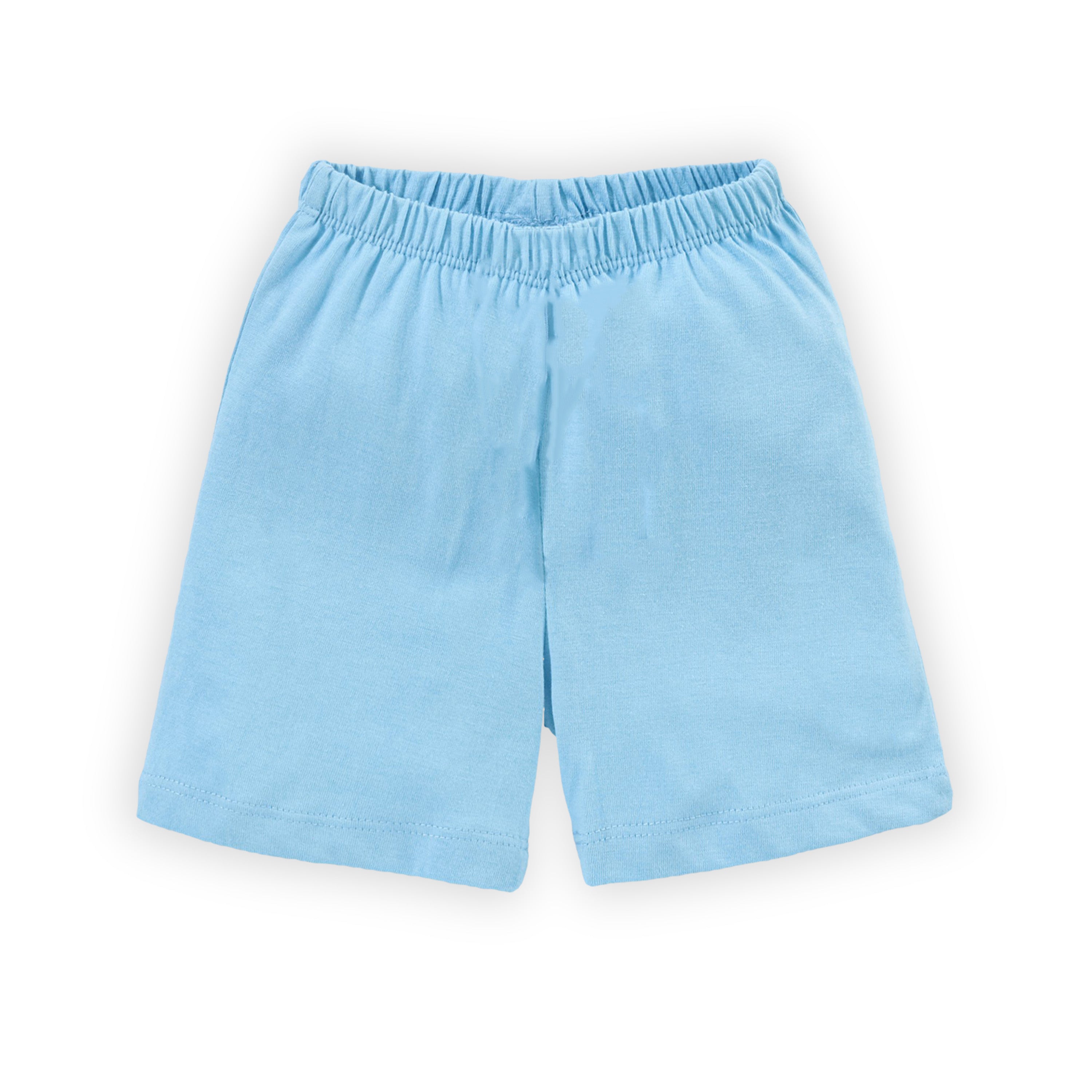 Kids sky blue Solid Cotton Shorts