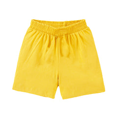 Kids Yellow Solid Cotton Shorts