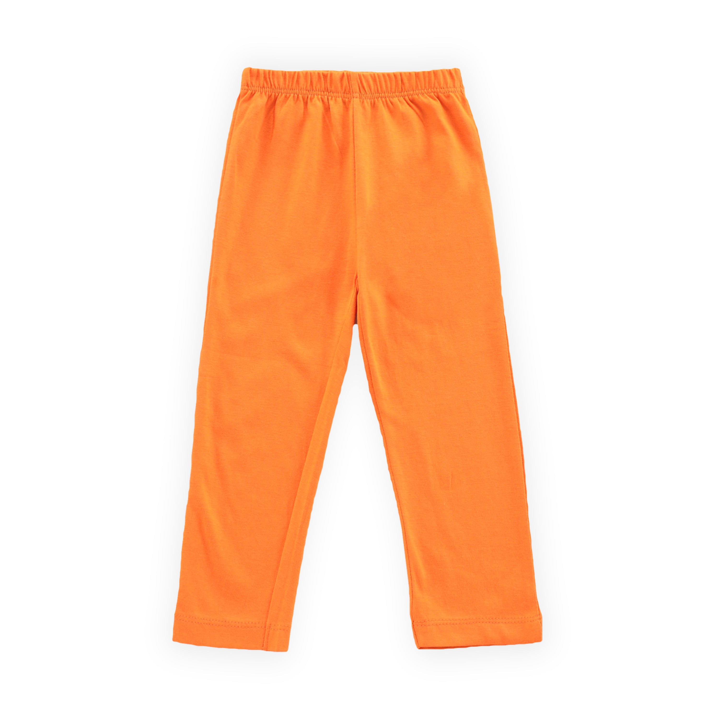 Kids Orange Solid Cotton Track pants