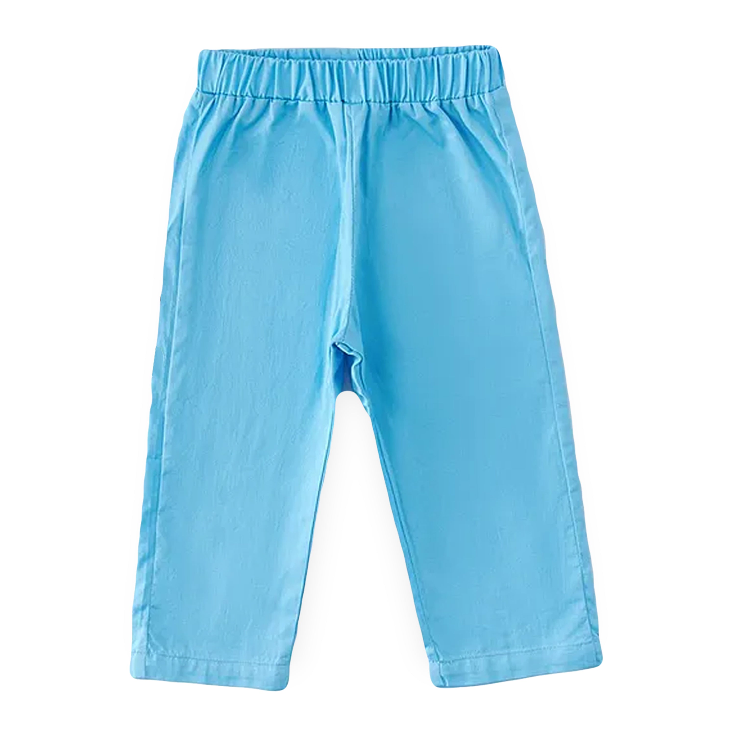 Kids sky blue Solid Cotton Track pants