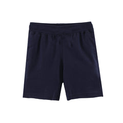 Kids Navy Solid Cotton Shorts