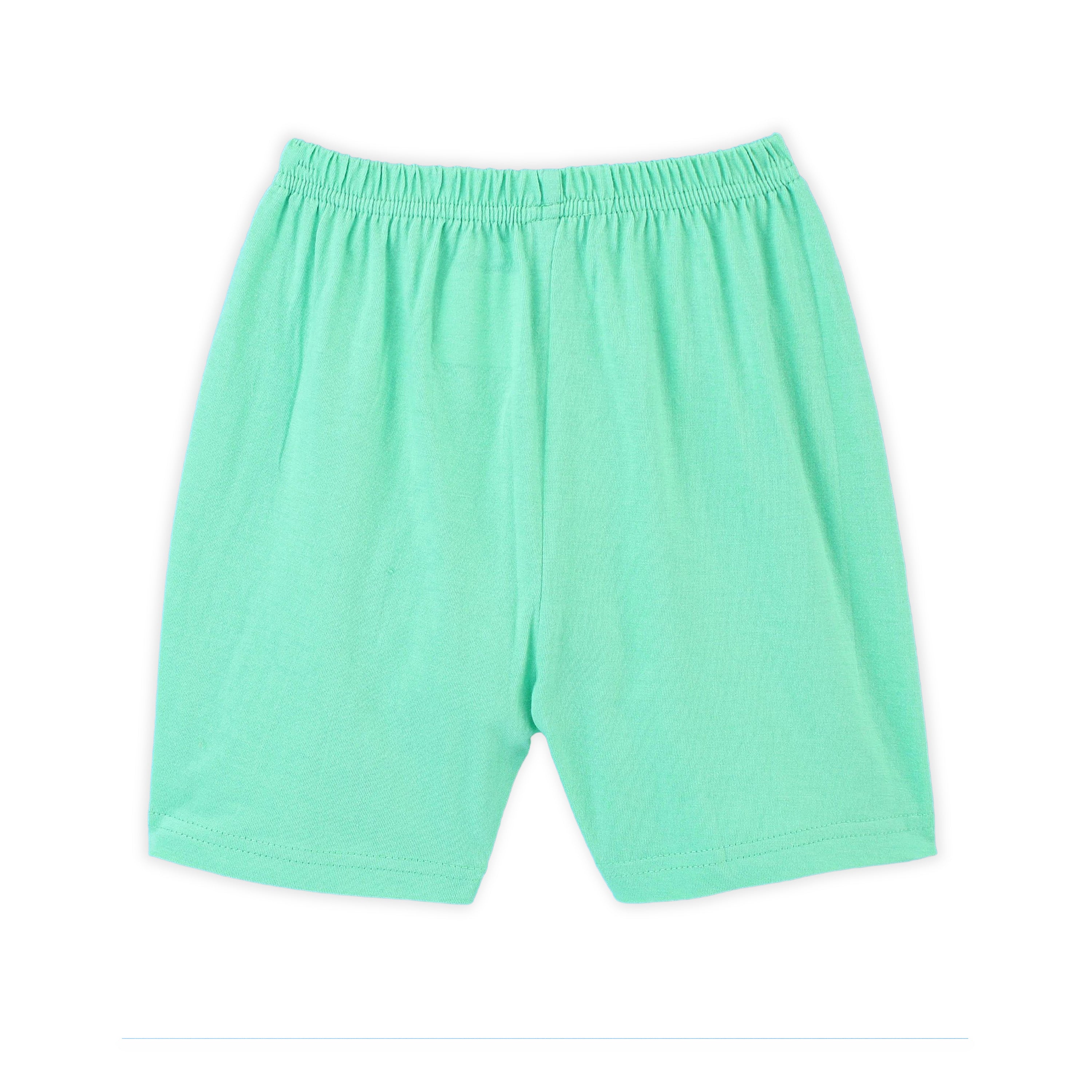 Kids Green Solid Cotton Shorts