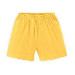 Kids Yellow Solid Cotton Shorts