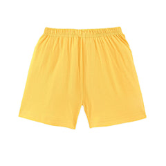Kids Yellow Solid Cotton Shorts