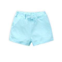 Kids sky blue Solid Cotton Shorts