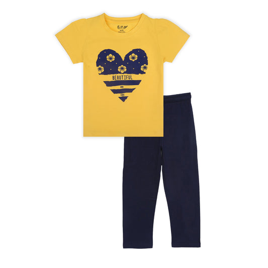 J&JP Kids Girls Printed T-shirt and Pant Set