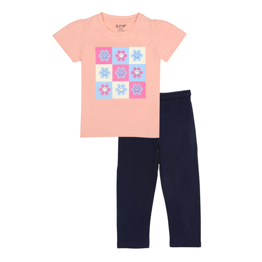 J&JP Kids Girls Printed T-shirt and Pant Set