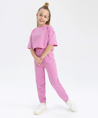 J&JP Kids Girls Stylish Crop top and Pant Set