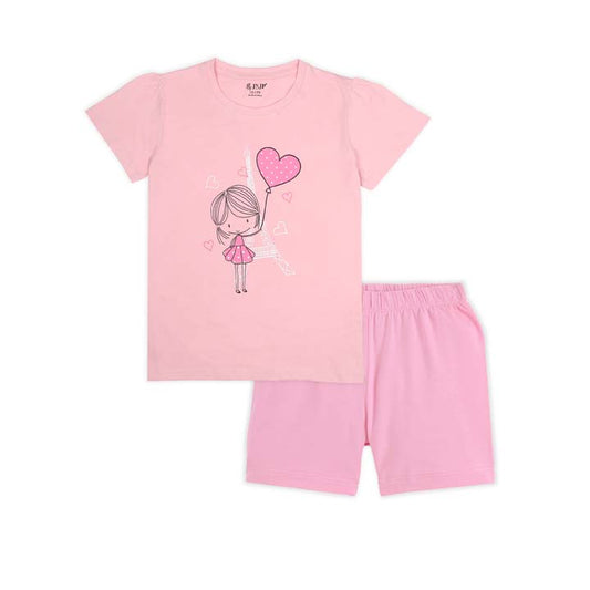 J&JP Kids Girls Printed T-shirt and Shorts Set