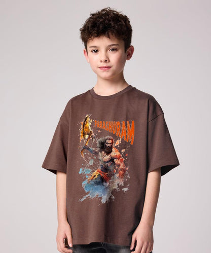 J&JP Parashuram Printed Boys Oversized T-Shirt- Brown