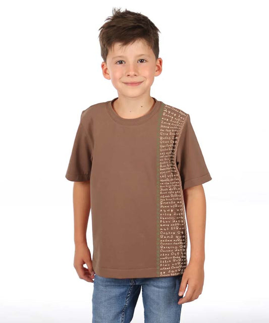 Aathichudi Tamil T-Shirt for Boys Oversized- Brown