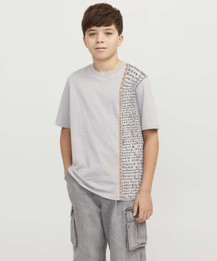 Aathichudi Tamil Printed Boys Oversized T-Shirt- Grey