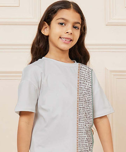 Aathichudi Tamil T-Shirt forGirls Oversized- Grey