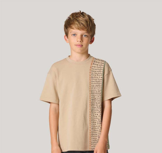 Aathichudi Tamil T-Shirt for Boys Oversized- Beige