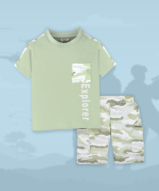 J&JP Kids Boys Camouflage T-shirt and Shorts Set