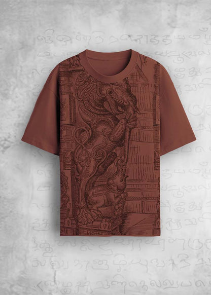 J&JP Men's yazhi Printed Five Sleeve T-shirt- Brown