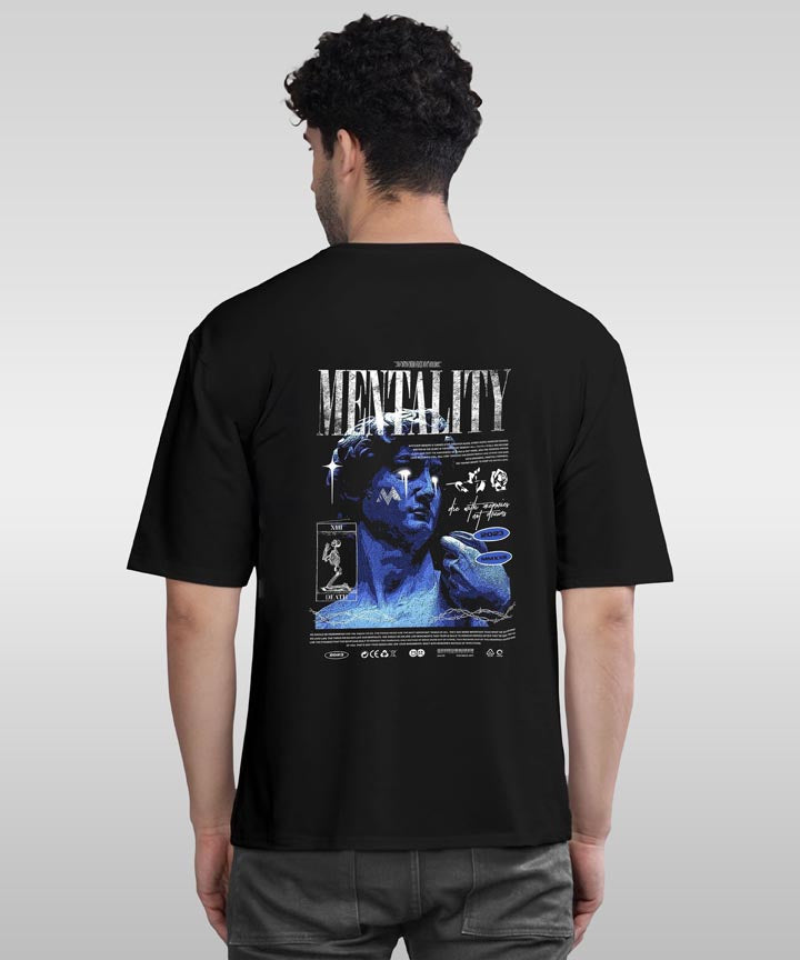 J&JP Men Oversized Back Printed T-Shirt-Black
