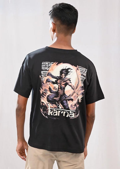 Epic Karna Printed Oversized T-Shirt- Black
