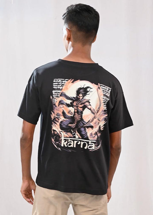 Epic Karna Printed Oversized T-Shirt- Black