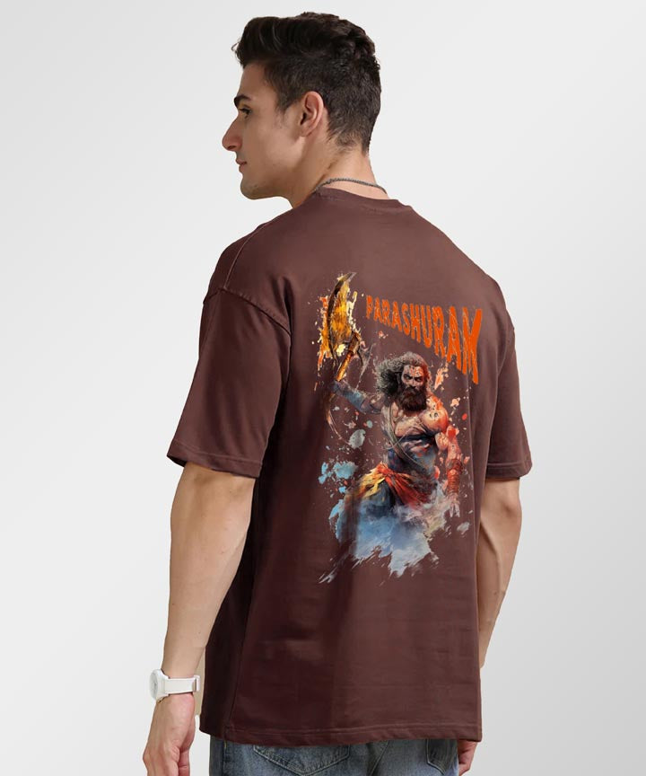 J&JP Men Oversized T-Shirt Parashuram Printed- Brown