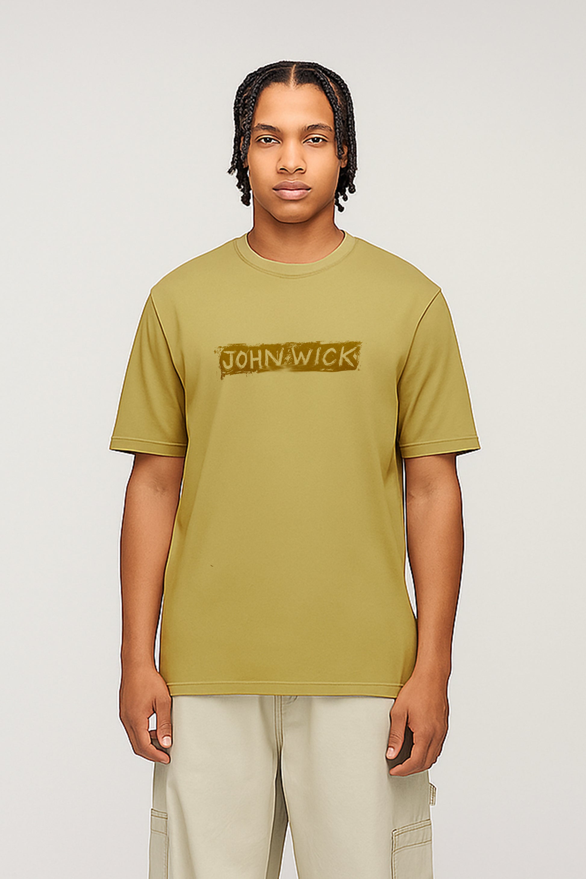 John wick printed T-shirt-Beige