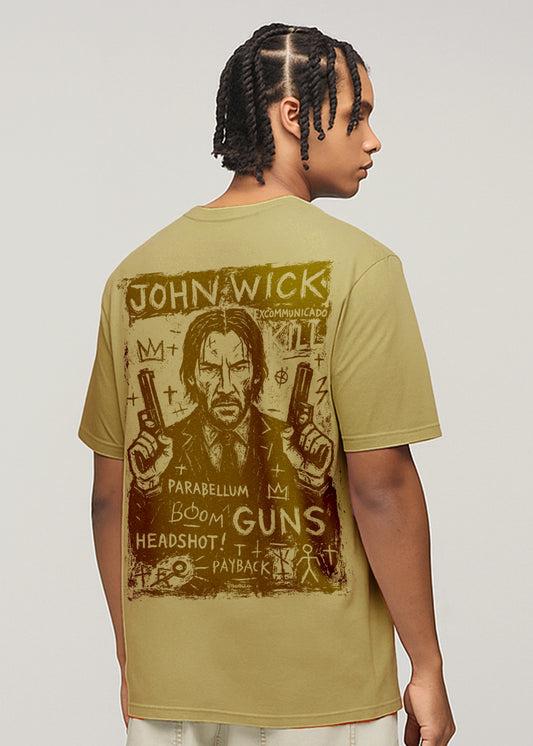 John wick printed T-shirt-Beige