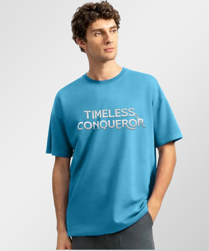 J&JP Men Oversized T-Shirt Krishna Printed- Blue