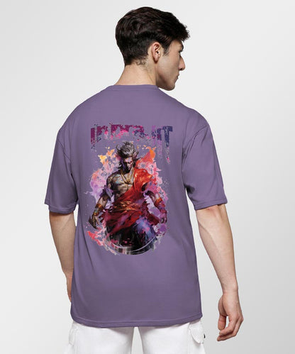 J&JP Men Oversized T-Shirt Indrajit Printed- Purple