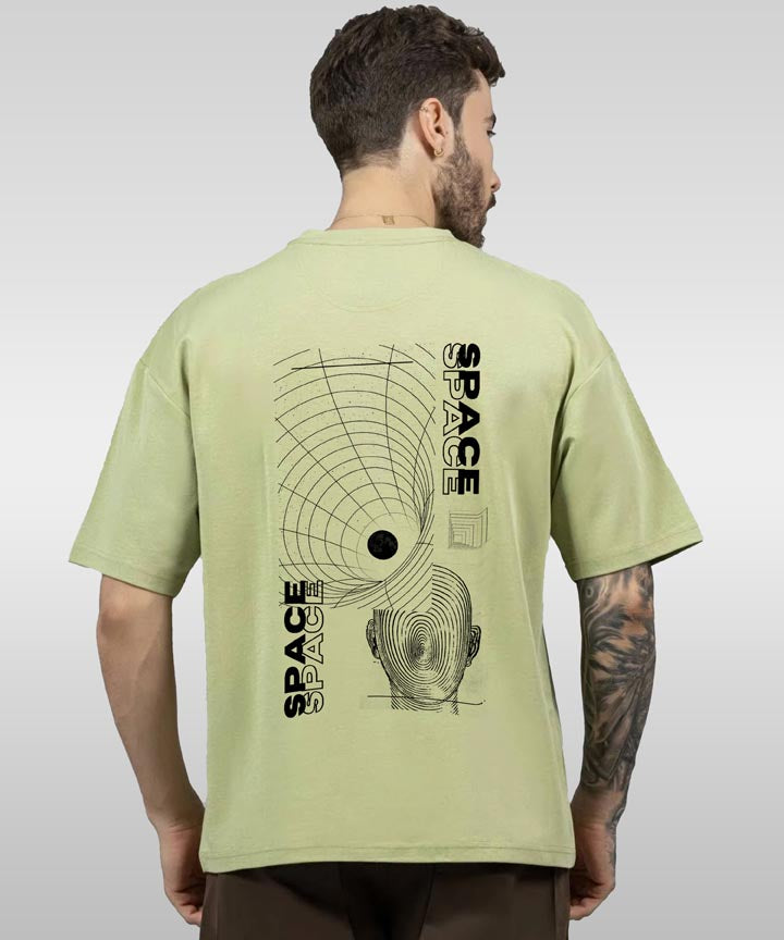 J&JP Men Oversized Back Printed T-Shirt-Green