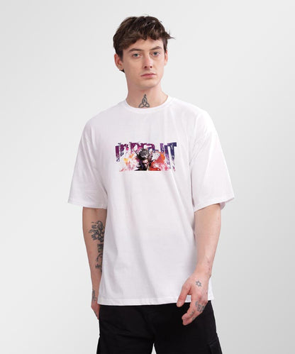 J&JP Men Oversized T-Shirt Indrajit Printed- White