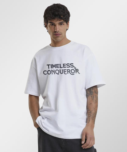 J&JP Men Oversized T-Shirt Bhima Sena Printed- White