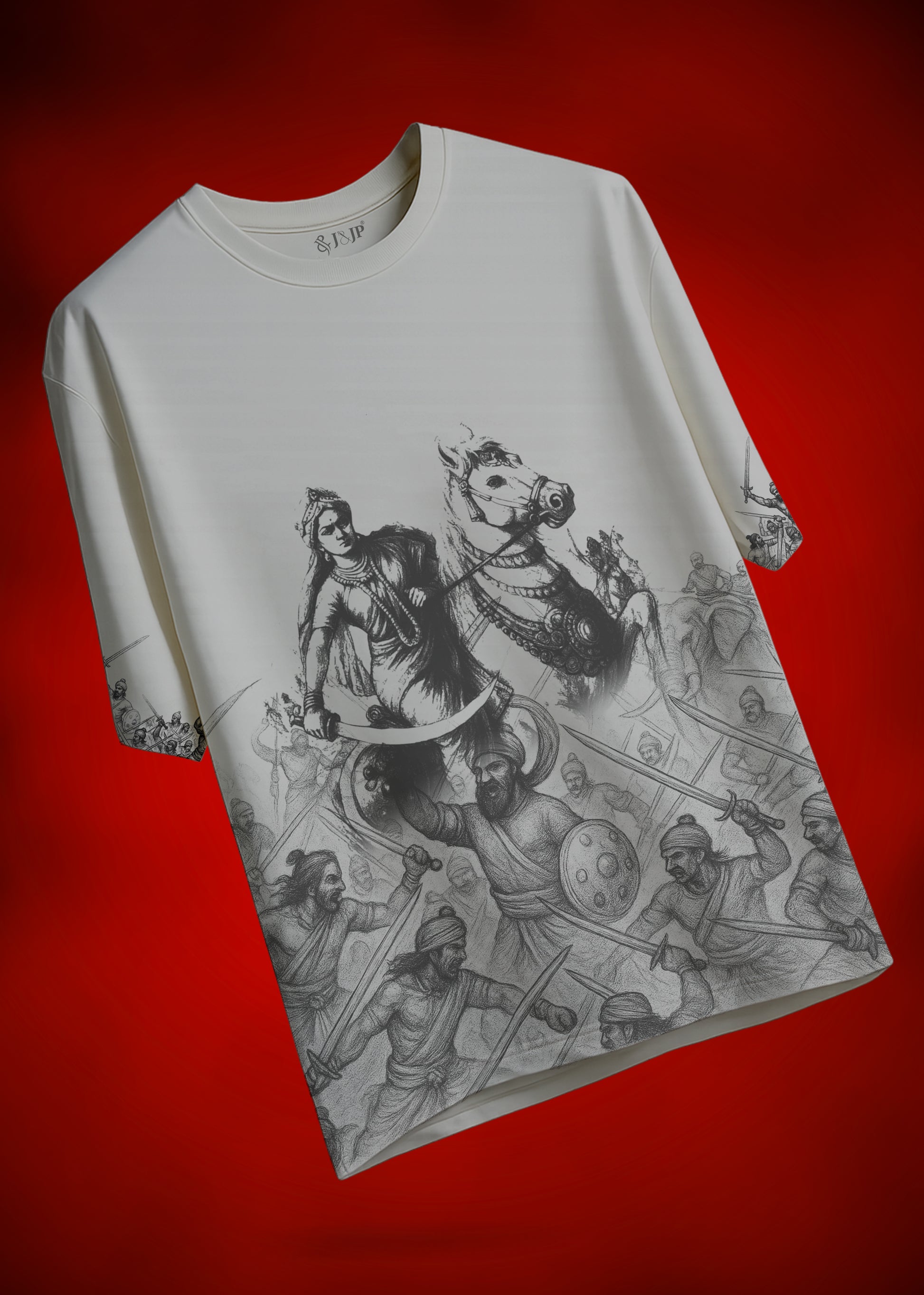 Velu Nachiyar Battle Field Printed T-Shirt- Grey