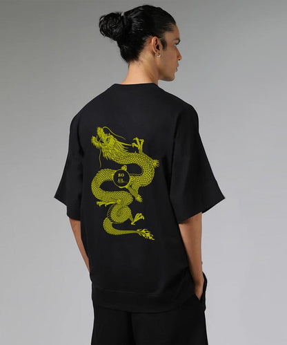 J&JP Men Oversized Back Printed T-shirt - Black