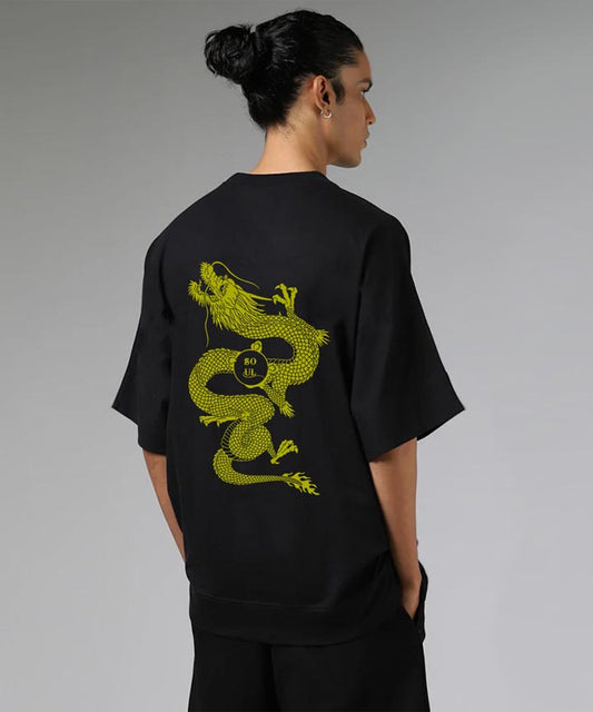 J&JP Men Oversized Back Printed T-shirt - Black