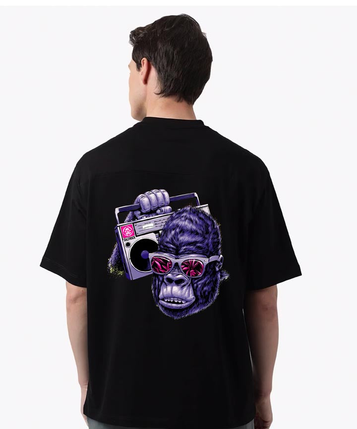 J&JP Men Oversized Back Printed T-shirt - Black