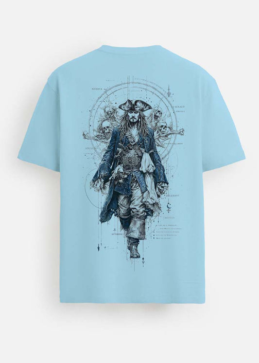 GOAT Series Iconic Jack Sparrow Back Graphic Regular Fit T-Shirt for Men-Blue