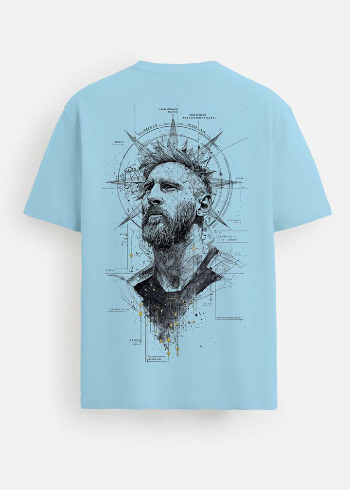 GOAT Series Iconic Messi Back Graphic Printed Regular Fit T-Shirt for Men- Blue