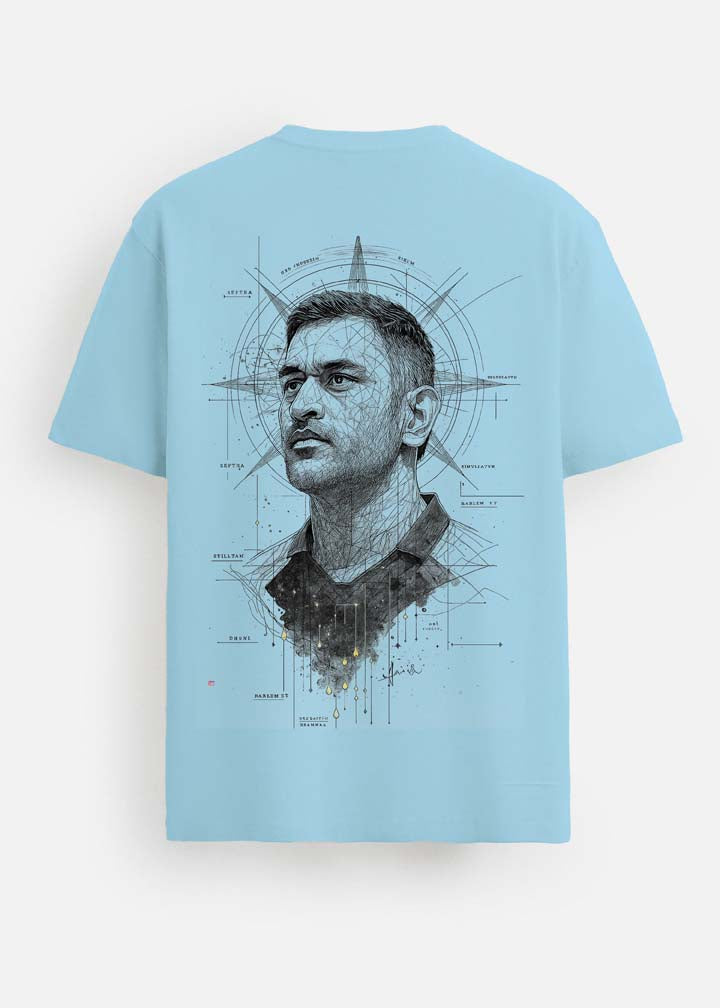 GOAT Series Iconic Dhoni Back Graphic Regular Fit T-Shirt for Men- Blue